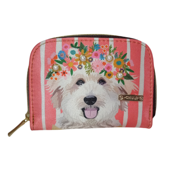 Coral Puppy & Flowers - Jenny Wallet